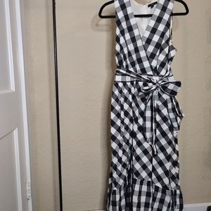 JCrew Sleeveless Faux Wrap Gingham Maxi Dress with pockets!!!